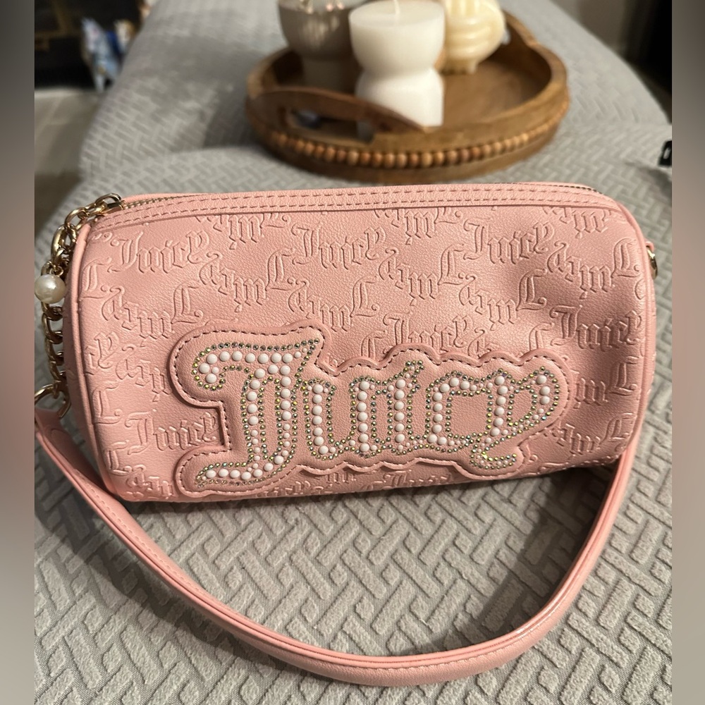 Juicy Couture Pink Embossed Mini shoulder bag with Pearl Detail